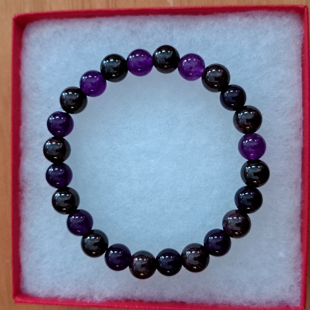 Garnet & Amethyst Stone Bracelet